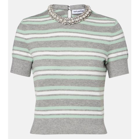 羊毛棉羊绒条纹毛衣