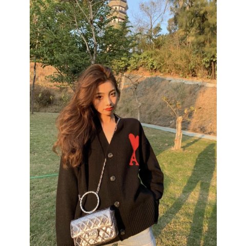 Paris V领针织开衫de Coeur