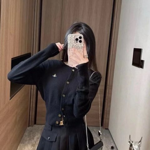 Vivienne Westwood 黑色羊毛短款开衫