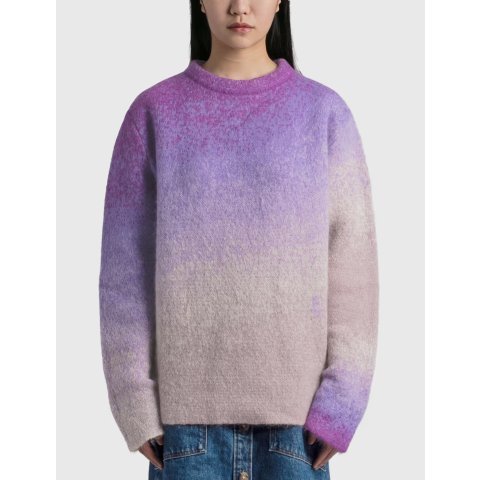 渐变色圆领针织毛衣