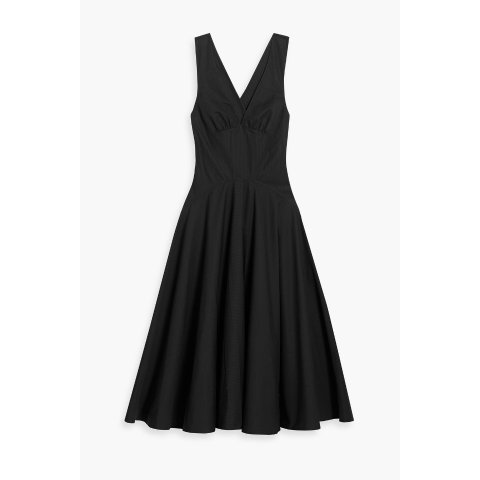 条纹棉连衣裙 中长款