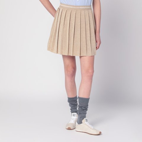 Miu Miu 金色褶裥迷你裙