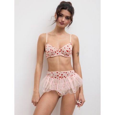 Mesh 爱心边饰钢圈内衣套装