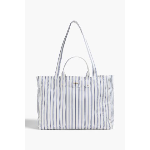 条纹帆布托特包