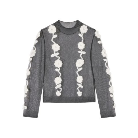 钩针花朵网眼上衣