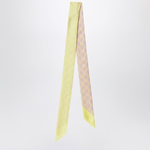 细版真丝围巾 粉黄配色