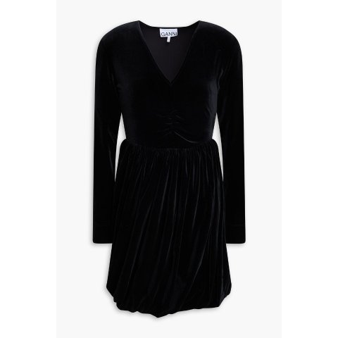 褶皱弹力天鹅绒迷你裙