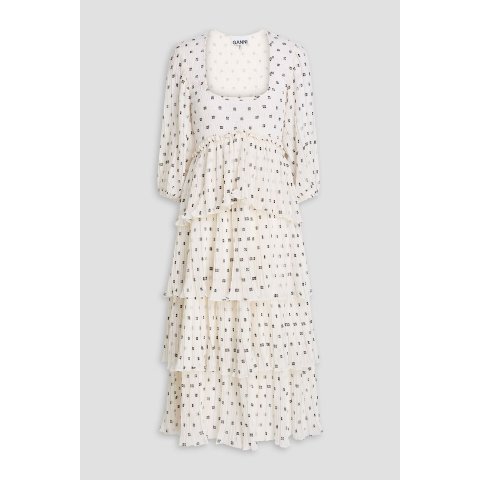 印花乔其纱中长裙