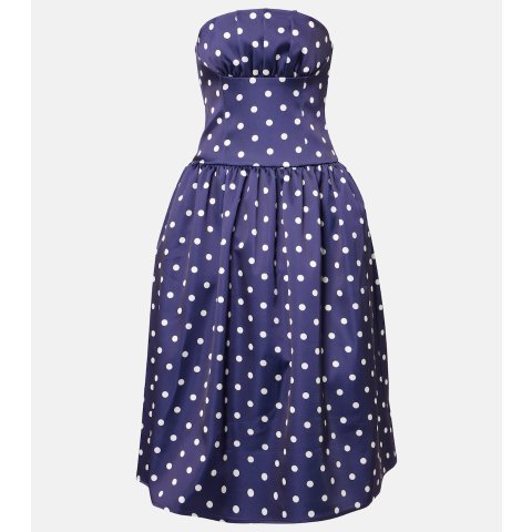 波点露肩晚礼服裙