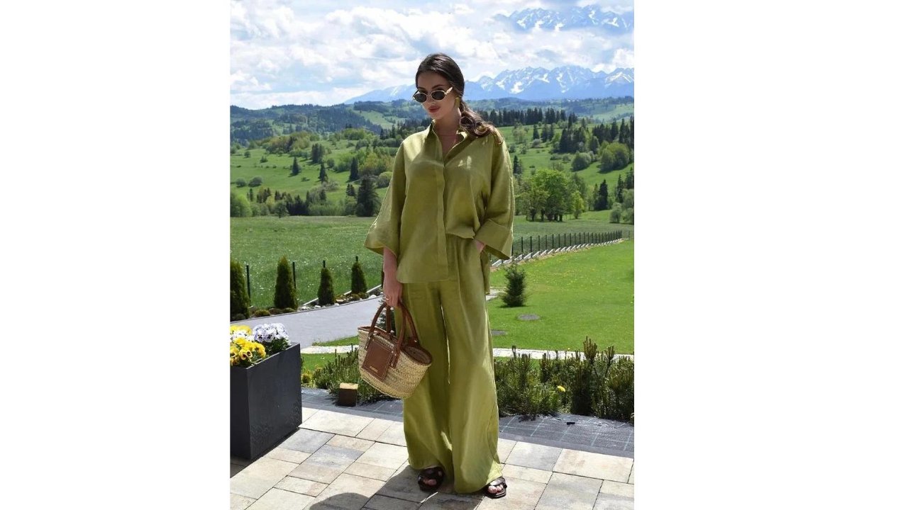 春夏必备！清新自然的绿色亚麻套装，舒适与时尚兼具