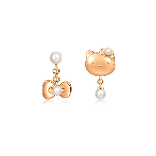 'Hello Kitty' 18K 红金耳饰