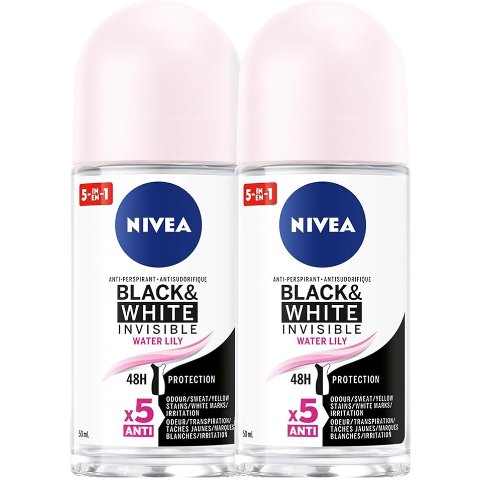 NIVEA 黑白隐形 48小时睡莲止汗除臭滚珠2件