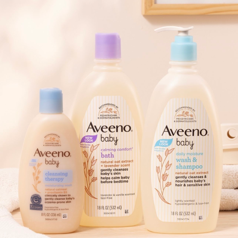 舒缓沐浴露&乳液套装$25Aveeno Baby 限时闪促4.5折起！宝宝2合1沐浴露$10