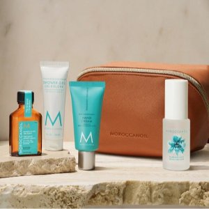 Moroccanoil 爆款发油+护手霜+发喷+沐浴露+收纳 旅行套装