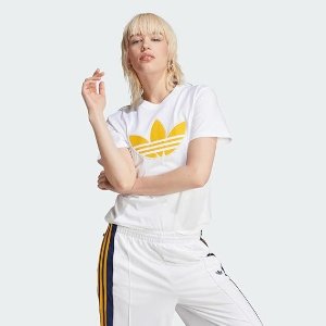 闪购：Adidas Originals 女士三叶草白色短袖 复古搭配