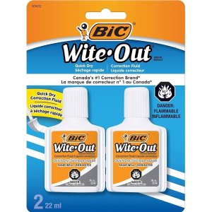 BIC Wite-Out 快干修正液 2支装 返校必备