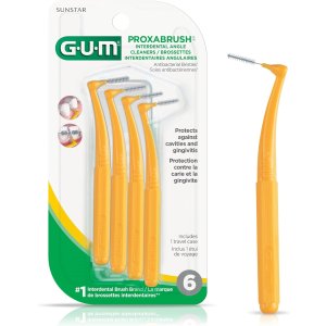 GUM 斜角可重复使用牙间清洁器 抗菌刷毛 6支装