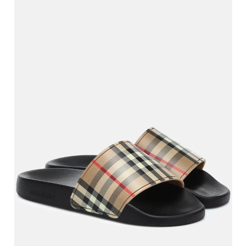 Burberry格纹拖鞋