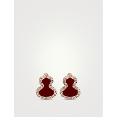 Petite Wulu 18K Rose Gold Red Agate Stud Earrings With
