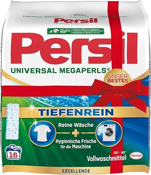 Universal Megaperls (16 Waschladungen), Vollwaschmittel mit Tiefenrein Technologie, Waschmittel fur reine Wasche & hygienische Frische fur die Maschine, 20 °C bis 95 °C