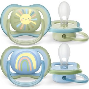 Philips Avent Ultra Air Pacifier 0-6m, Smiling Sun/Blue Rainbow, 4 pack SCF085/49
