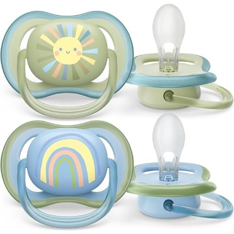 Philips Avent Ultra Air Pacifier 0-6m, Smiling Sun/Blue Rainbow, 4 pack SCF085/49