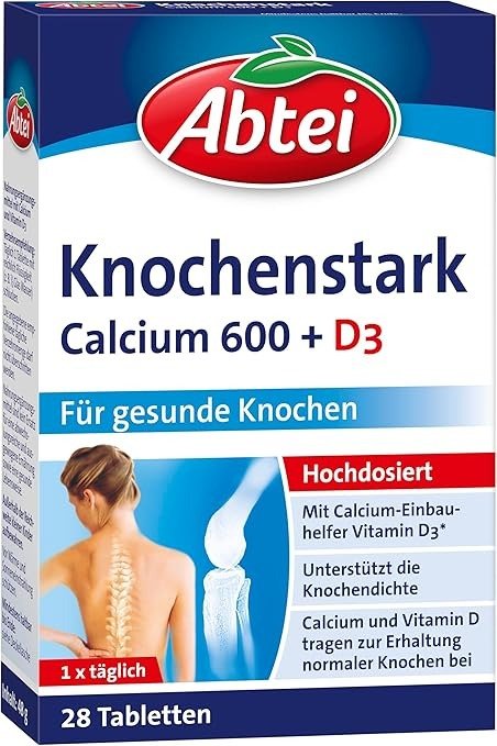 强健骨骼 Calcium 600 + D3 - hochdosiert - Nahrungserganzung fur gesunde Knochen - glutenfrei, laktosefrei, fur Vegetarier geeignet - 1 x 28 Filmtabletten NEU