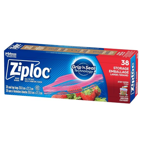 Ziploc 大号食物密封保鲜袋 38个装 