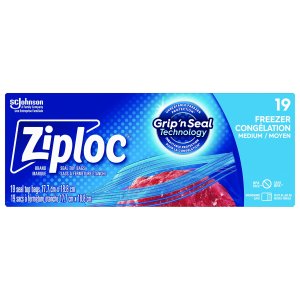 超好价🔥Ziploc 中号食品储存冷冻袋(19pcs) 三重密封 可微炉