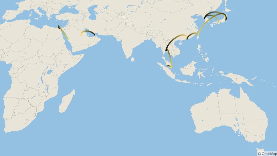 2024年9-10月全球十大最繁忙的国际/地区航线，香港飞台湾排名第一