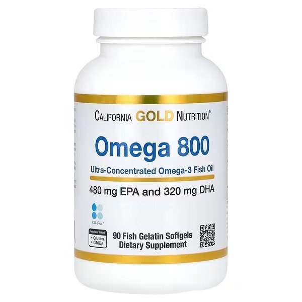 Omega 800 超浓缩 Omega-3 鱼油 1,000 毫克 90 粒鱼明胶软胶囊