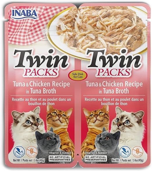 Cat Twin Packs 吞拿鱼 鸡肉汤猫零食，80 克（6 包）