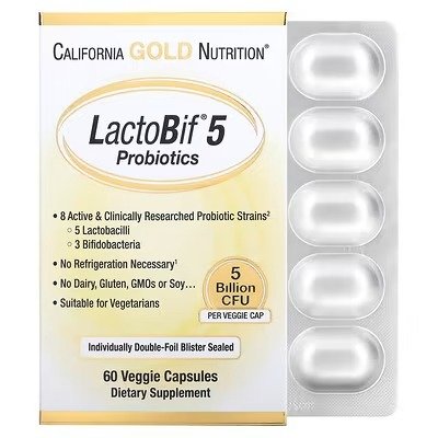 California Gold Nutrition, LactoBif 5 益生菌，50 亿 CFU，60 粒素食胶囊