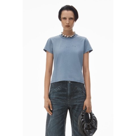 Puff Logo Shrunken Tee In Cotton Jersey