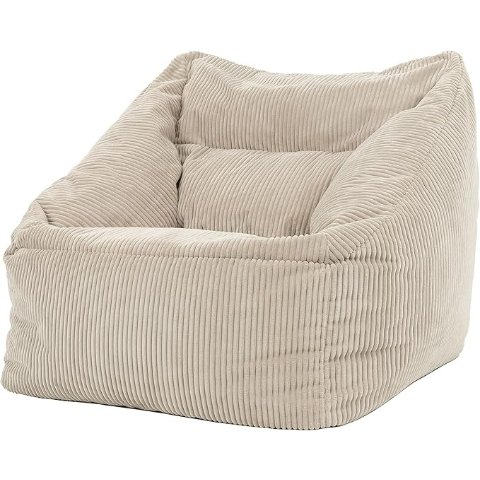 Riesen Sitzsack Sessel, Morgan, Beige, Cord XXL Sitzsack Erwachsene mit Fullung fur das Wohnzimmer, Riesensitzsack XXL Flauschig Cord, Made in Germany