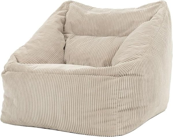 Riesen Sitzsack Sessel, Morgan, Beige, Cord XXL Sitzsack Erwachsene mit Fullung fur das Wohnzimmer, Riesensitzsack XXL Flauschig Cord, Made in Germany