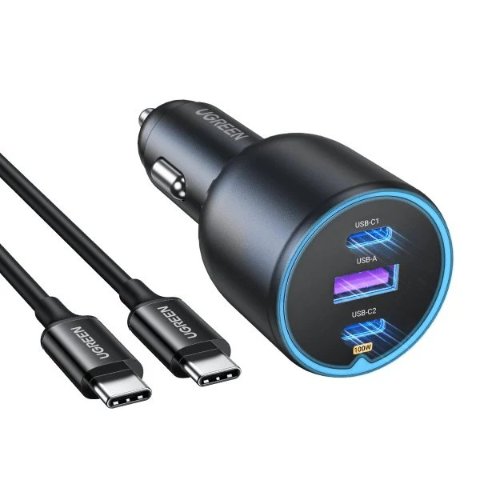 130W USB C 车载充电器-3 端口