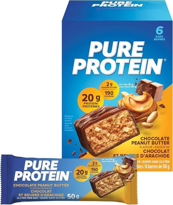 Pure Protein Bars 巧克力花生酱能量棒 6条