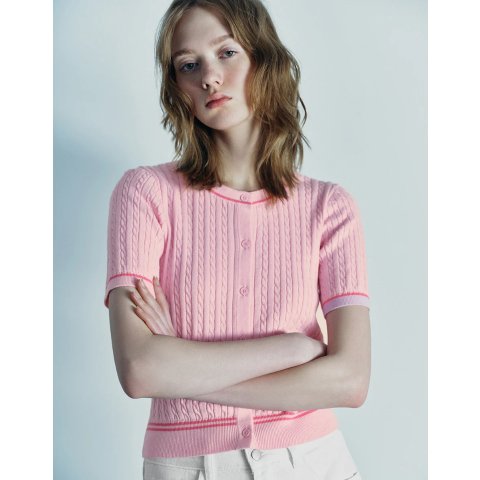URban Revivo粉色针织短袖