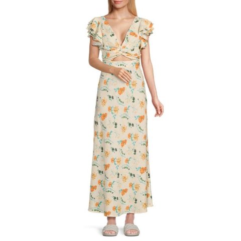 Solid & StripedThe Renata Floral Twist Linen Blend Maxi Dress