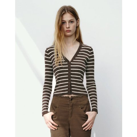 URban Revivo条纹V领开衫