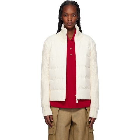 MonclerOff-White Padded 羊绒拼接羽绒服