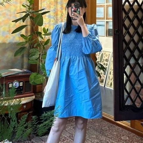 Ganni@张河马河马连衣裙