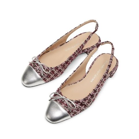 Stuart WeitzmanSleek Bow Sparkle Tweed Slingback Flats