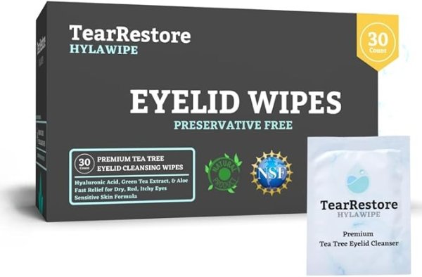 TearRestore 茶树 HylaWipe 眼睑湿巾 - 30 片