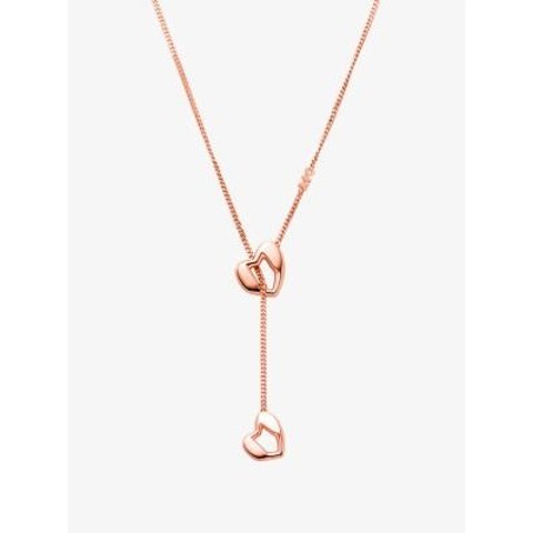 Precious-Metal Plated Sterling Silver Heart Chain Lariat Necklace