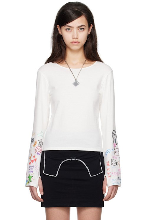 JennyFax 白色联名长袖T恤