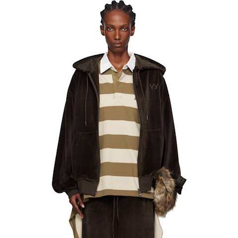 OPEN YYBrown Velour Box Hoodie