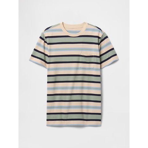 男士有机棉条纹T恤