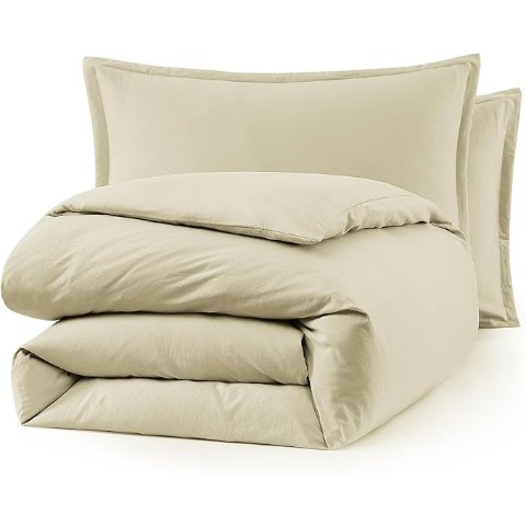 Linen 特大号超柔水洗被套三件套